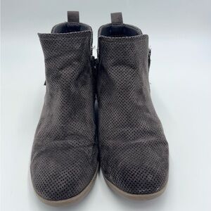 Gray Perforated Ankle Boots